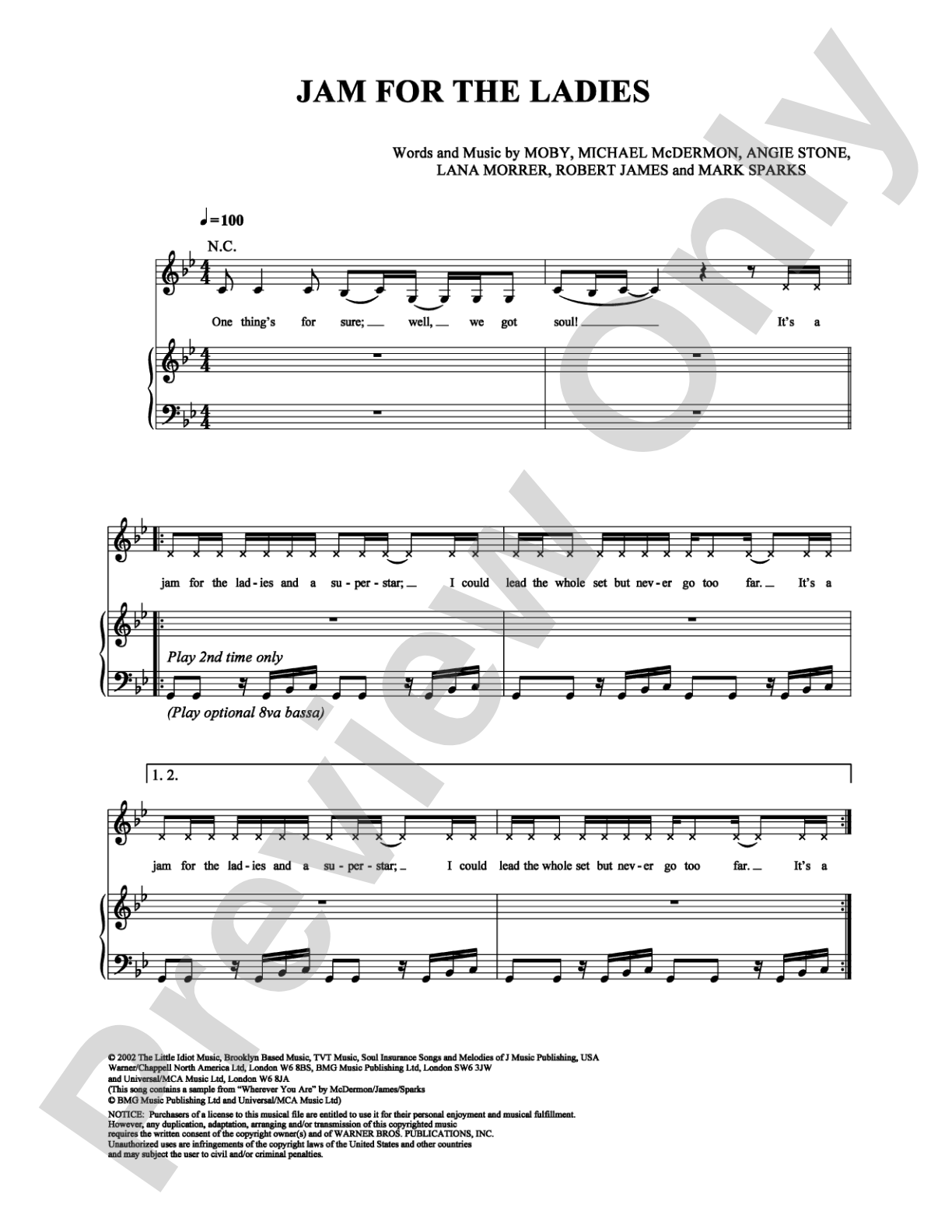 Jam for the Ladies: Piano/Vocal/Chords Digital Sheet Music