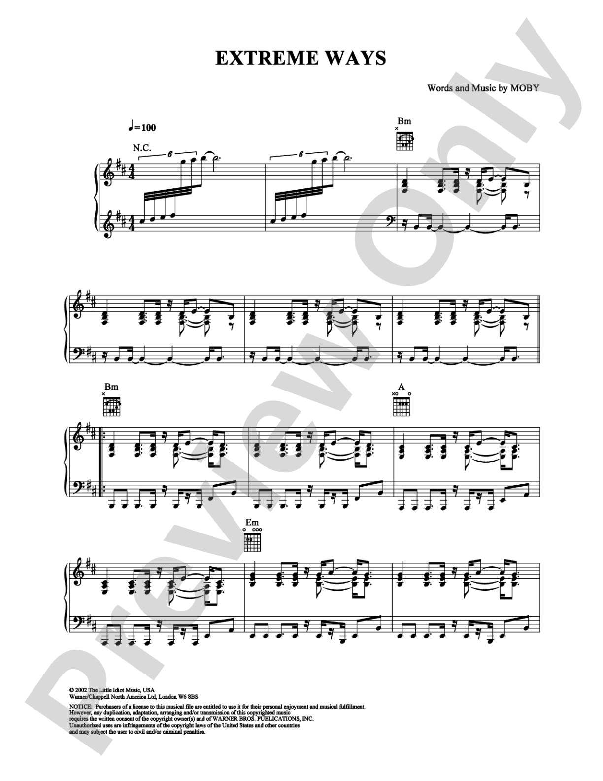 Extreme Ways: Piano/Vocal/Chords Digital Sheet Music