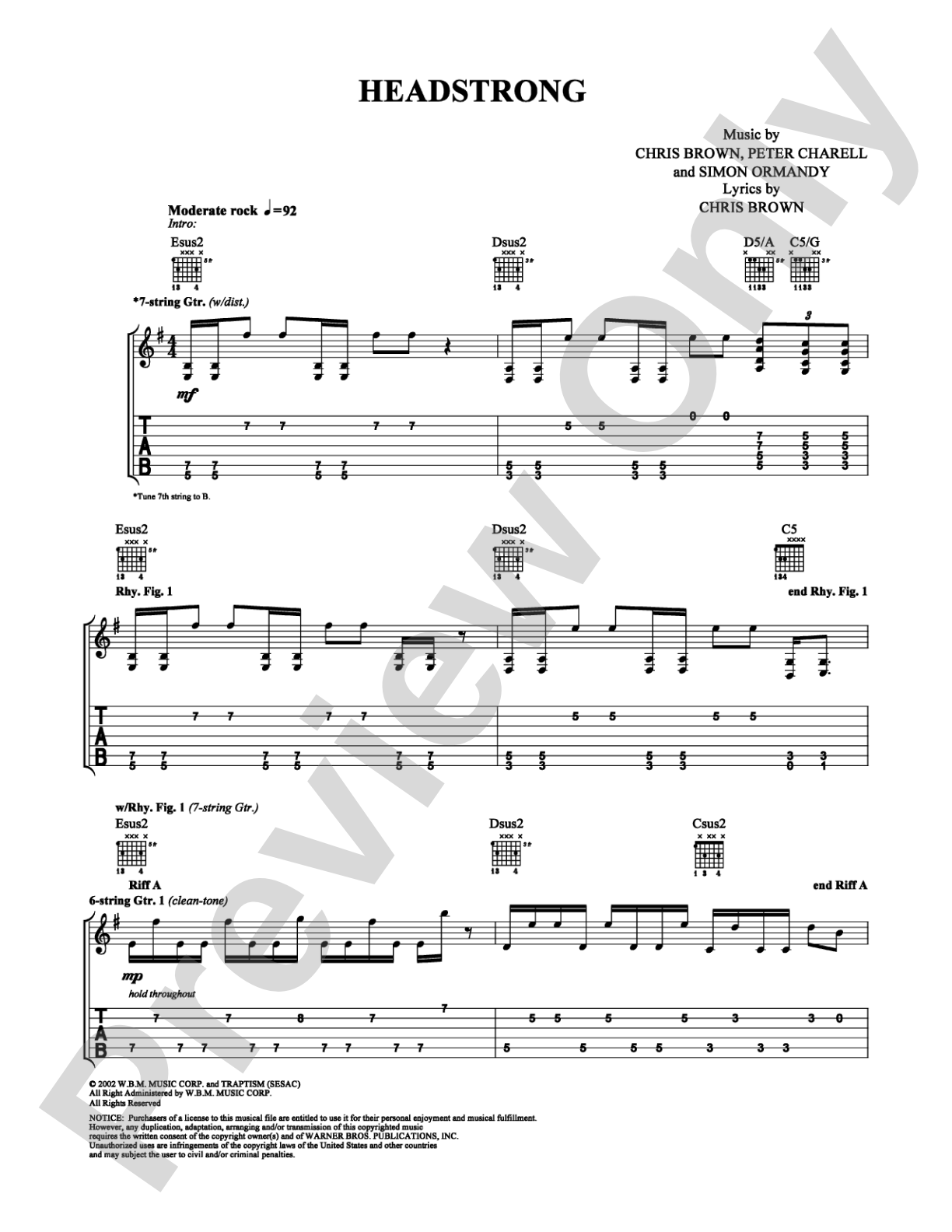 Headstrong: Guitar TAB Digital Sheet Music