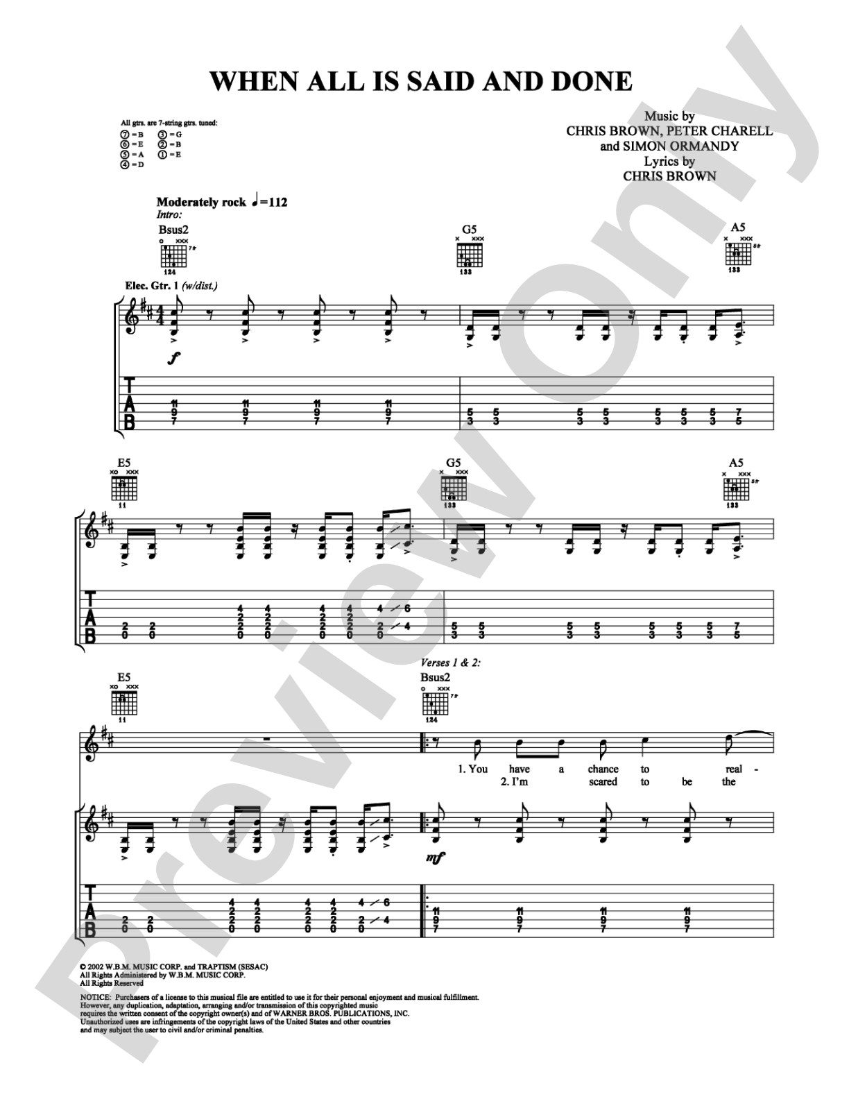 When All Is Said and Done: Guitar TAB Digital Sheet Music