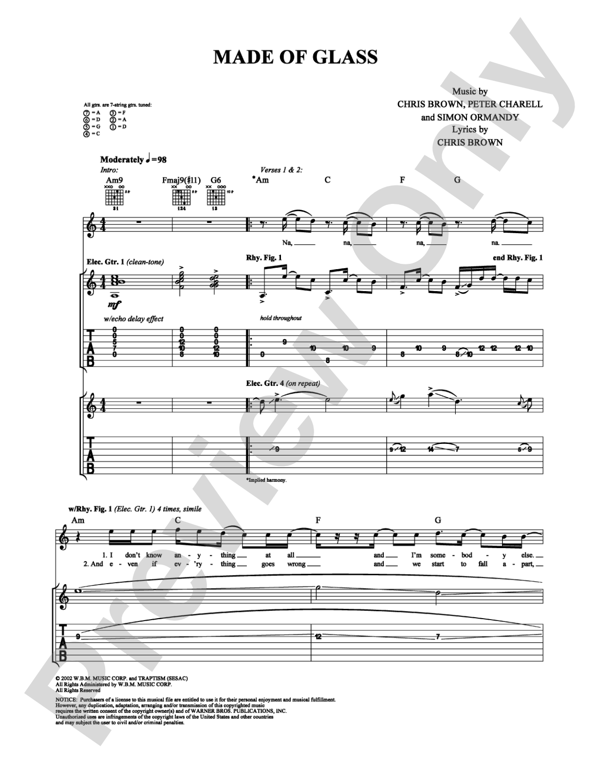 Made of Glass: Guitar TAB Digital Sheet Music