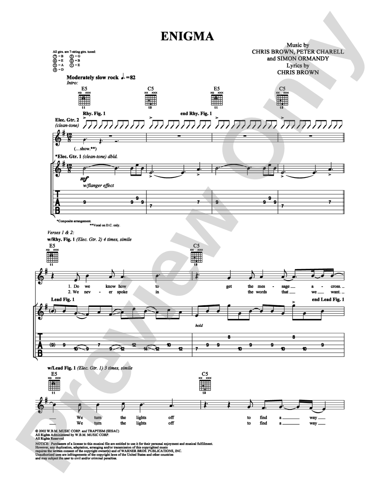 Enigma: Guitar TAB Digital Sheet Music