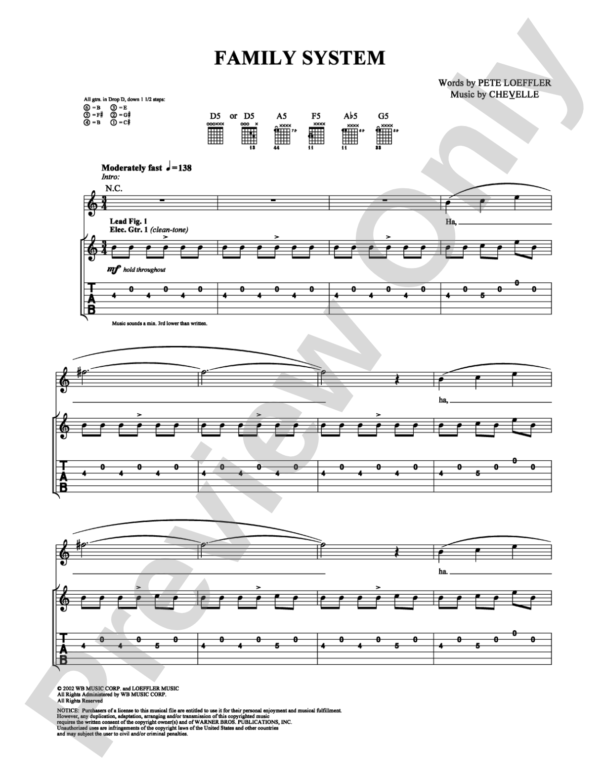 Family System: Guitar TAB Digital Sheet Music