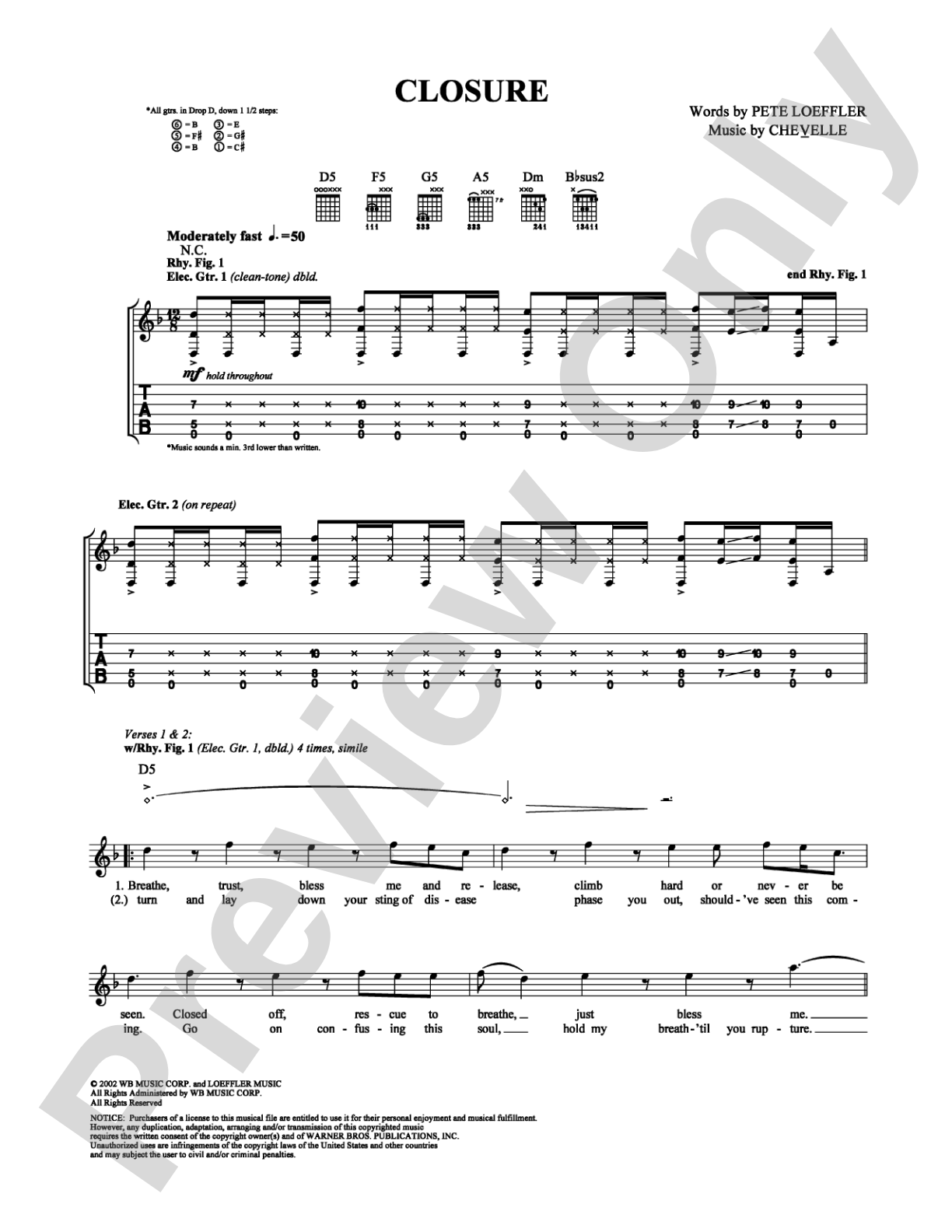 Closure: Guitar TAB Digital Sheet Music