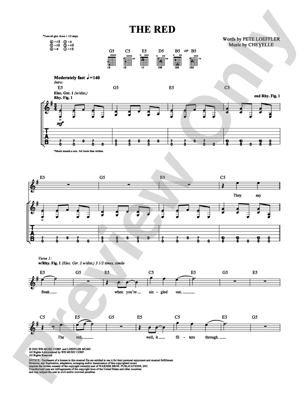 The Red: Guitar TAB Digital Sheet Music