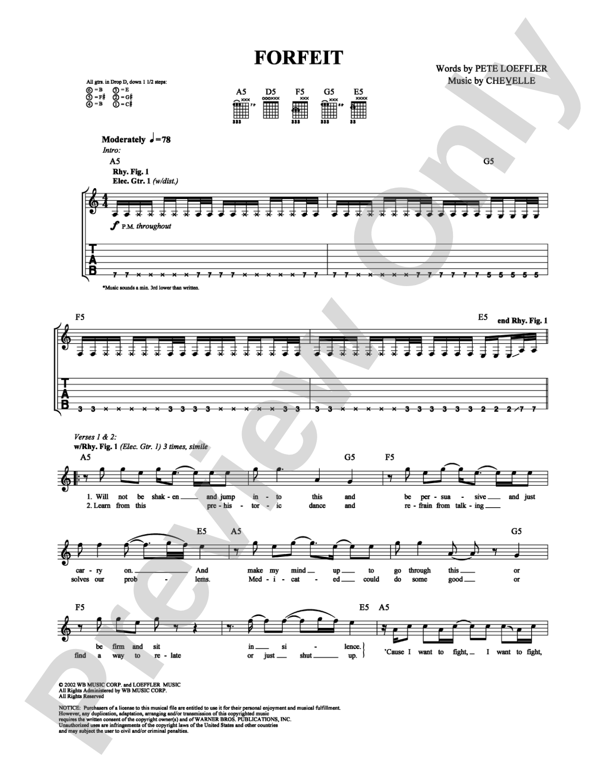 Forfeit: Guitar TAB Digital Sheet Music