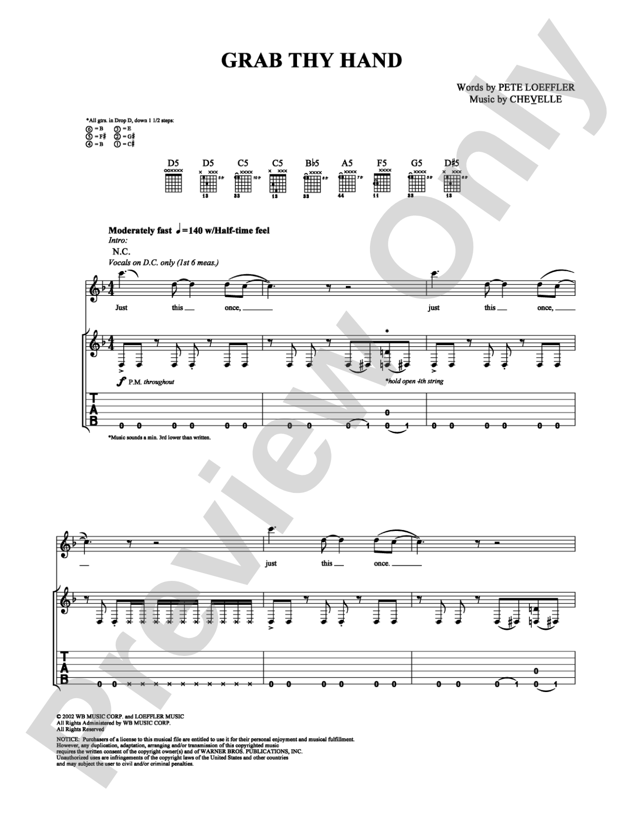 Grab Thy Hand: Guitar TAB Digital Sheet Music