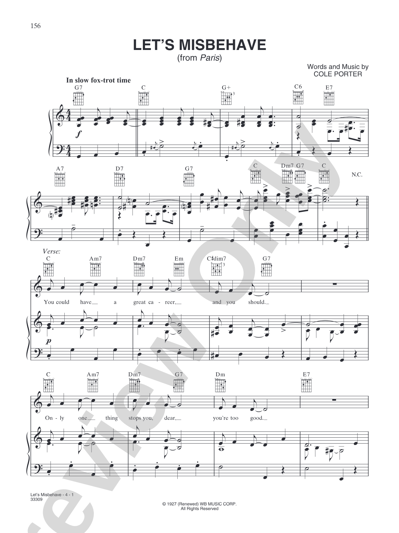 Let's Misbehave: Piano/Vocal/Chords
