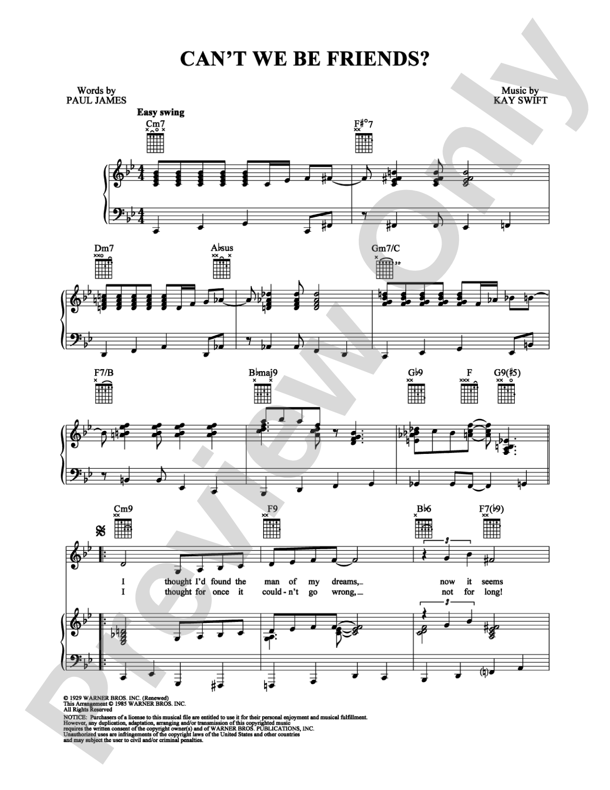 Can't We Be Friends?: Piano/Vocal/Chords Digital Sheet Music
