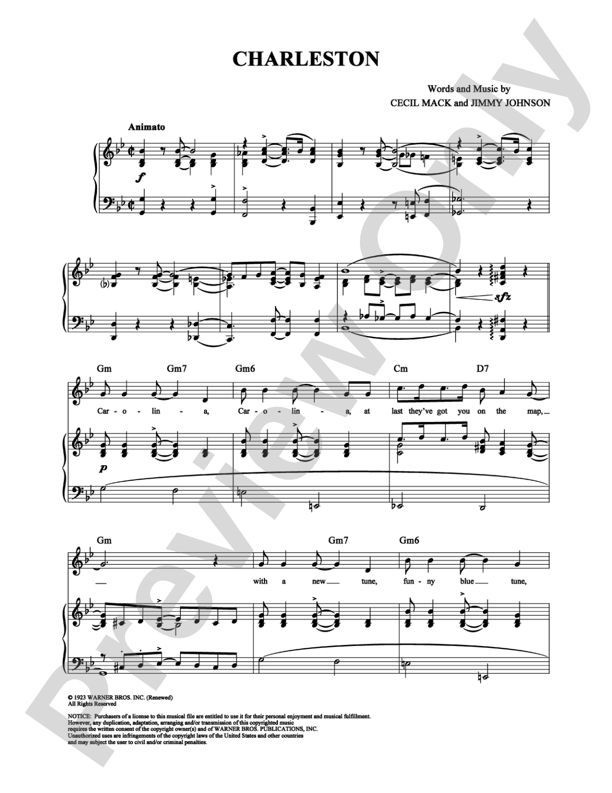 Charleston: Piano/Vocal/Chords Digital Sheet Music