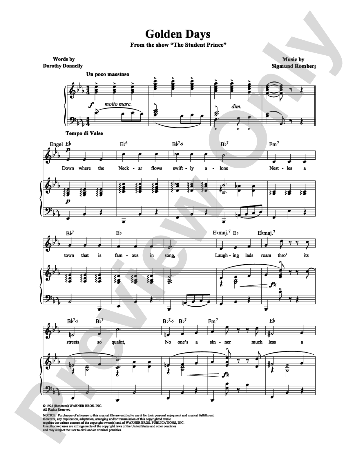 Golden Days: Piano/Vocal/Chords Digital Sheet Music