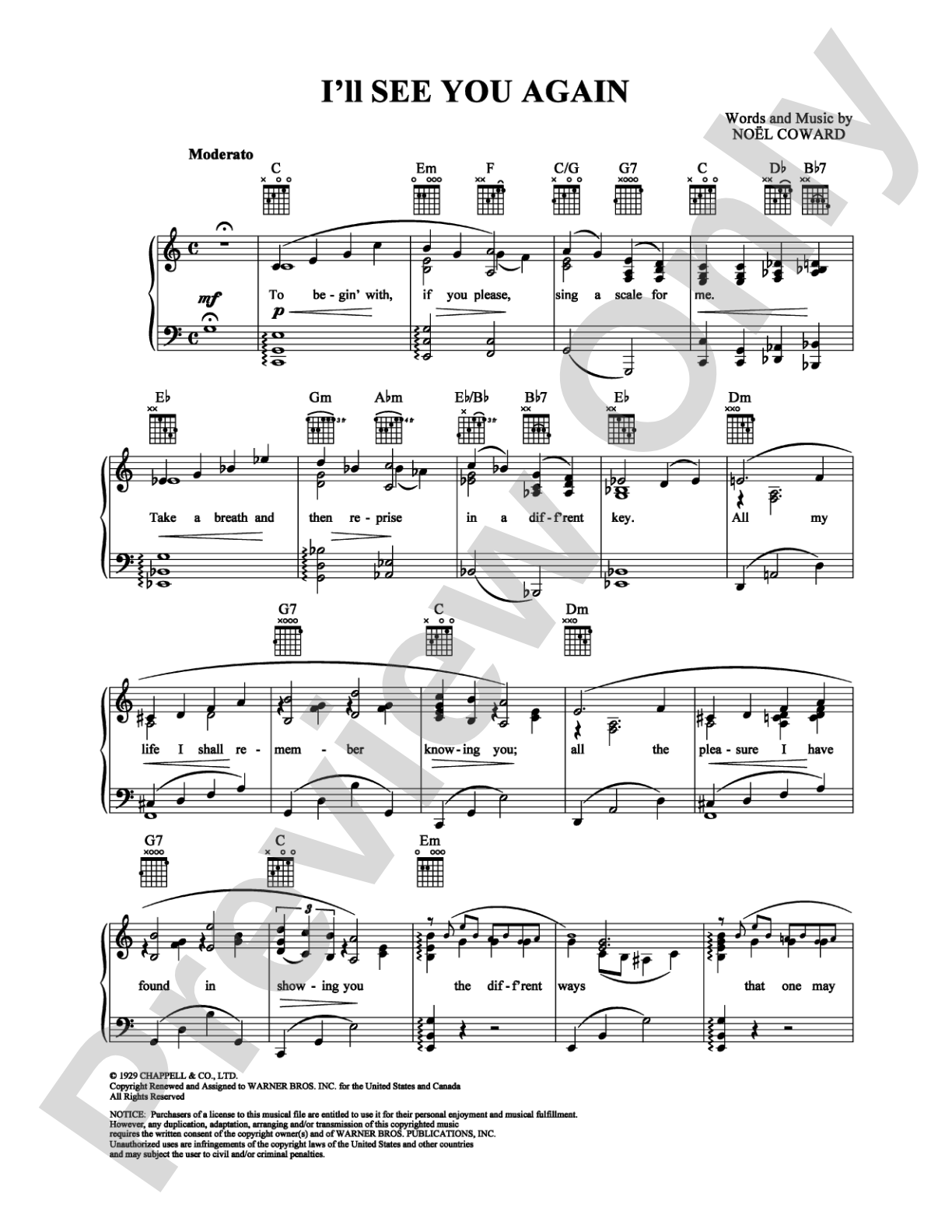I'll See You Again: Piano/Vocal/Chords Digital Sheet Music