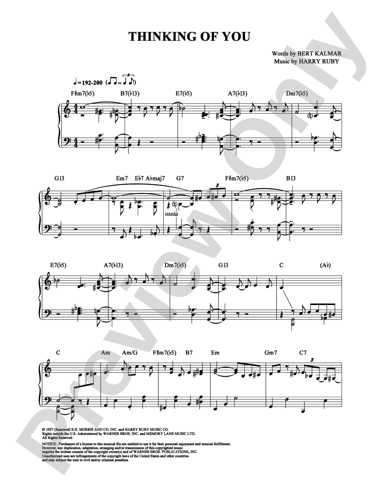 Thinking Of You: Piano Digital Sheet Music