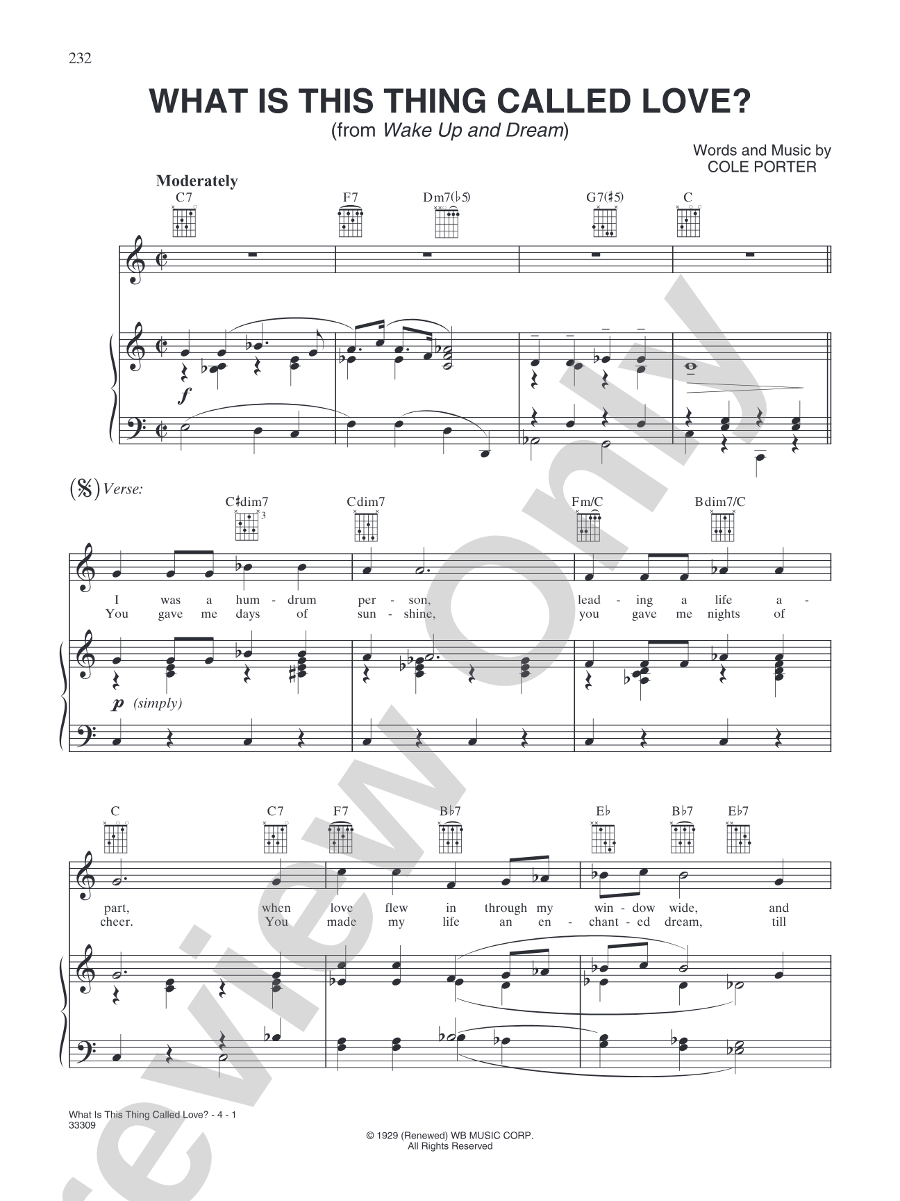 What Is This Thing Called Love? (from "Wake Up and Dream"): Piano/Vocal/Chords