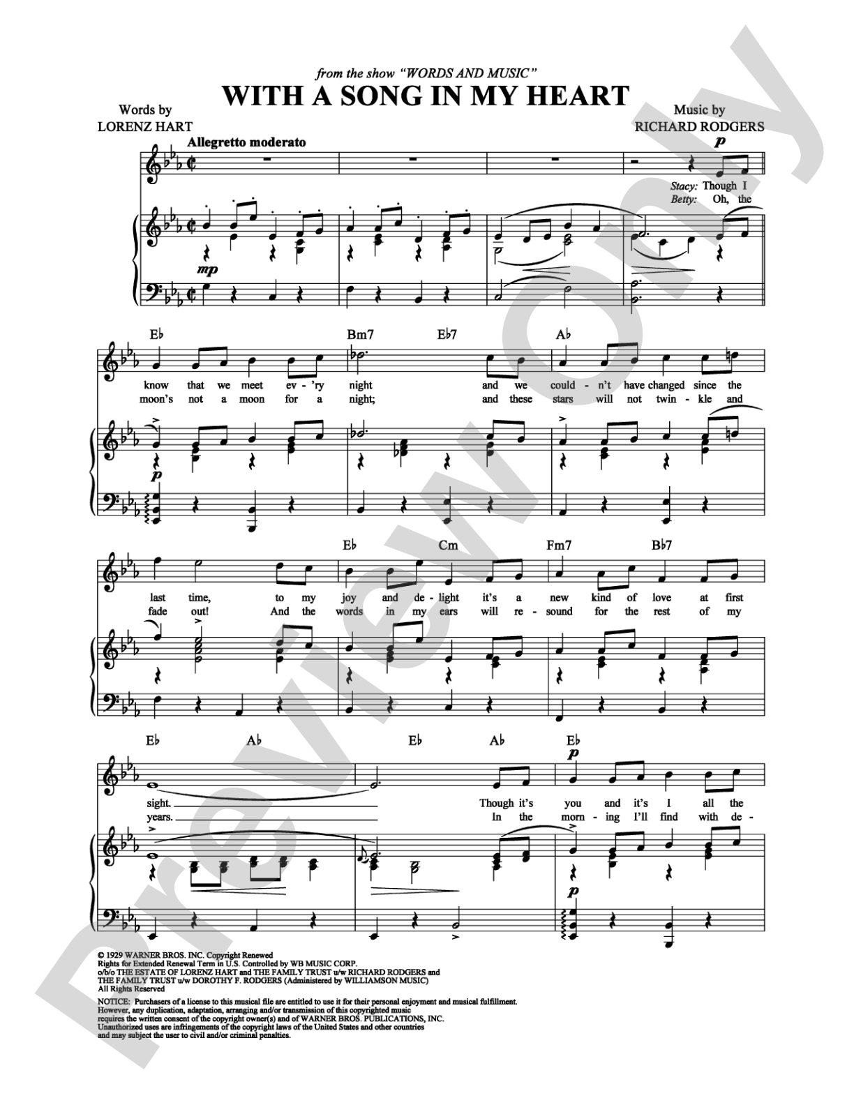 With a Song in My Heart: Piano/Vocal/Chords Digital Sheet Music