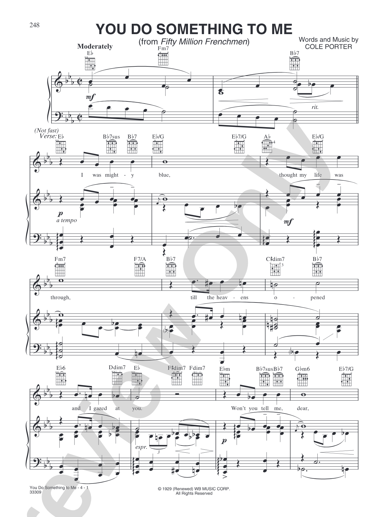 You Do Something to Me (from "Fifty Million Frenchmen"): Piano/Vocal/Chords