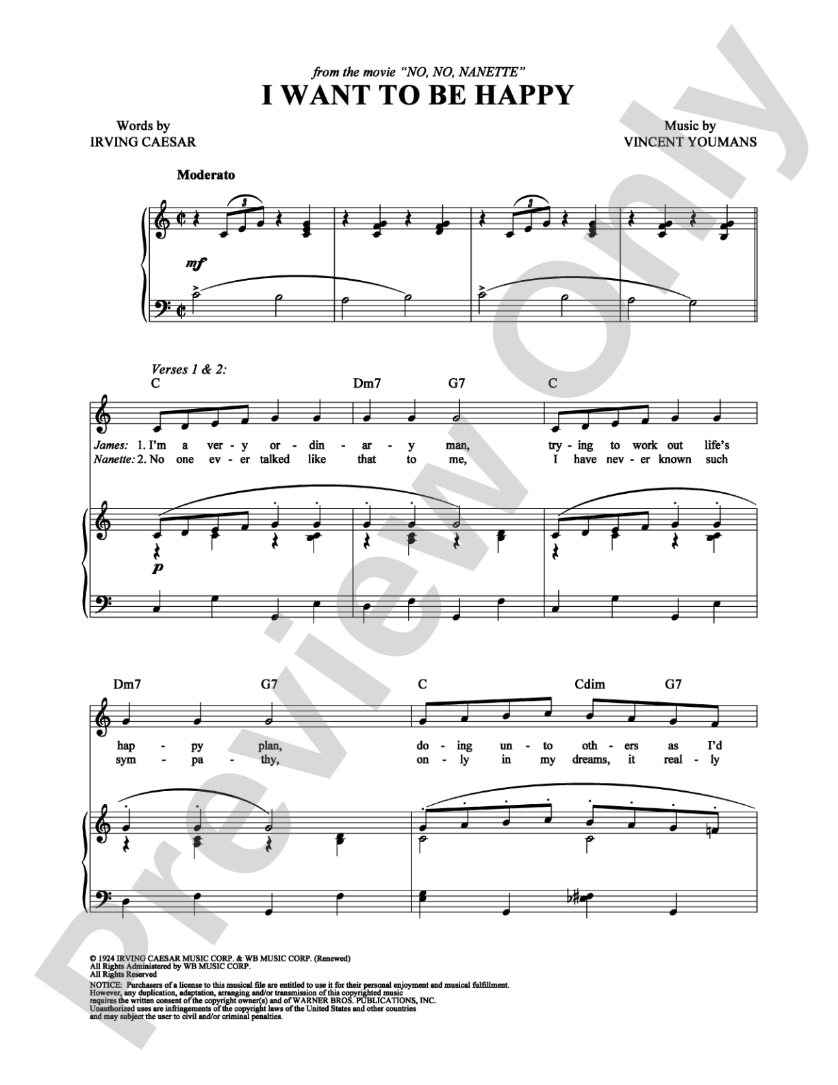 I Want To Be Happy: Piano/Vocal/Chords Digital Sheet Music