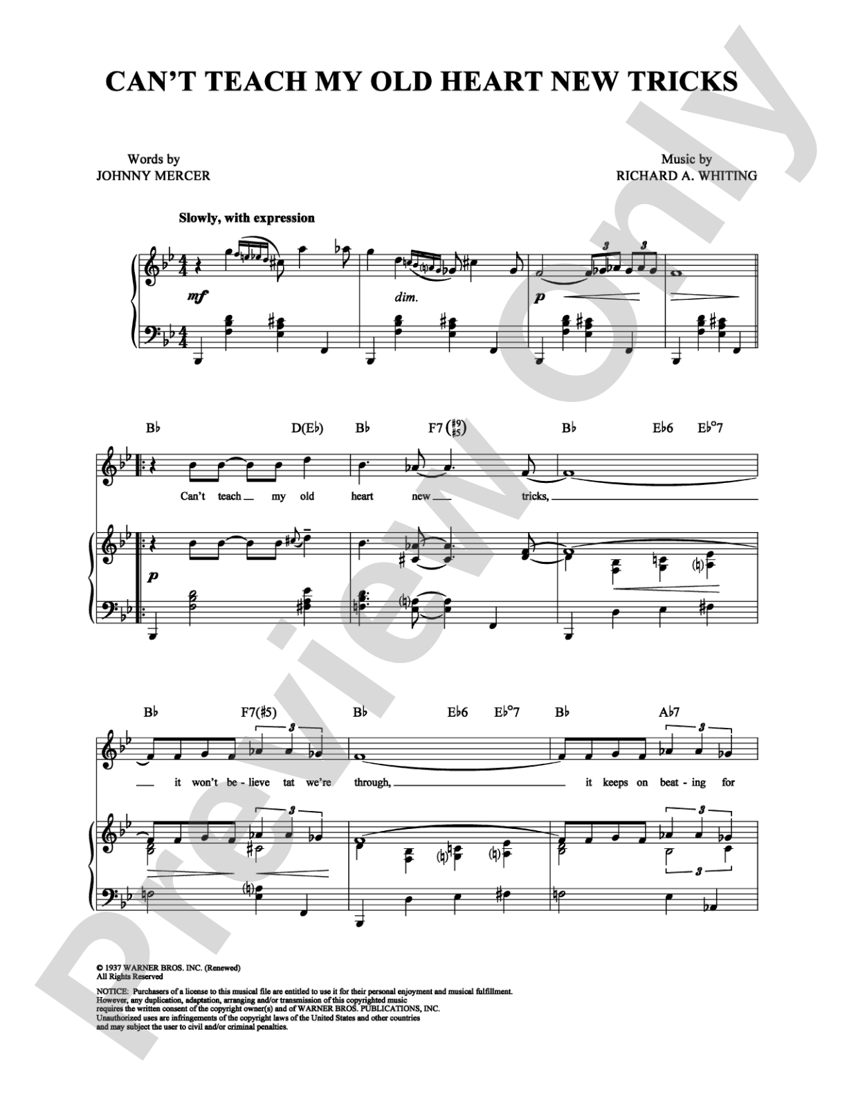 Can't Teach My Old Heart New Tricks: Piano/Vocal/Chords Digital Sheet Music
