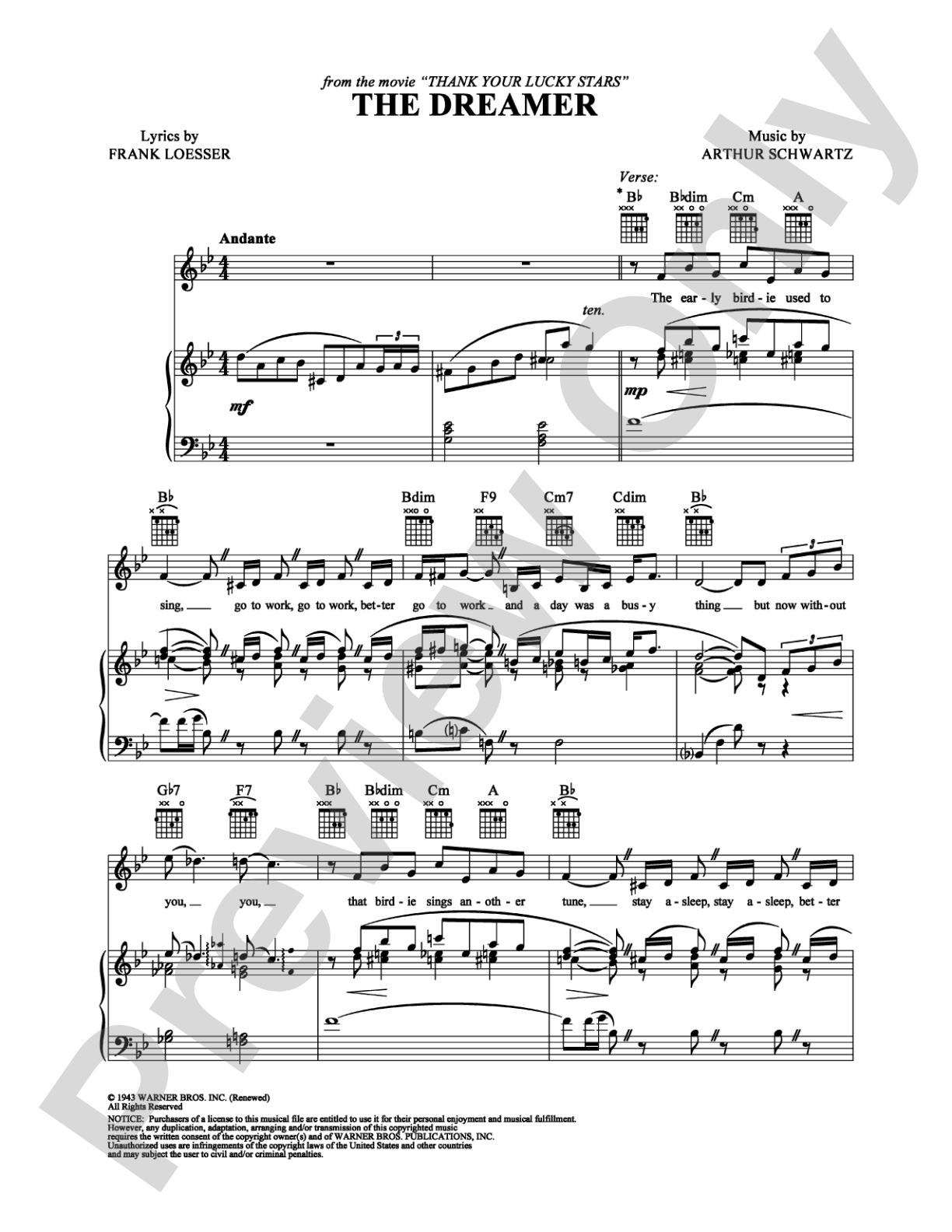 The Dreamer: Piano/Vocal/Chords Digital Sheet Music