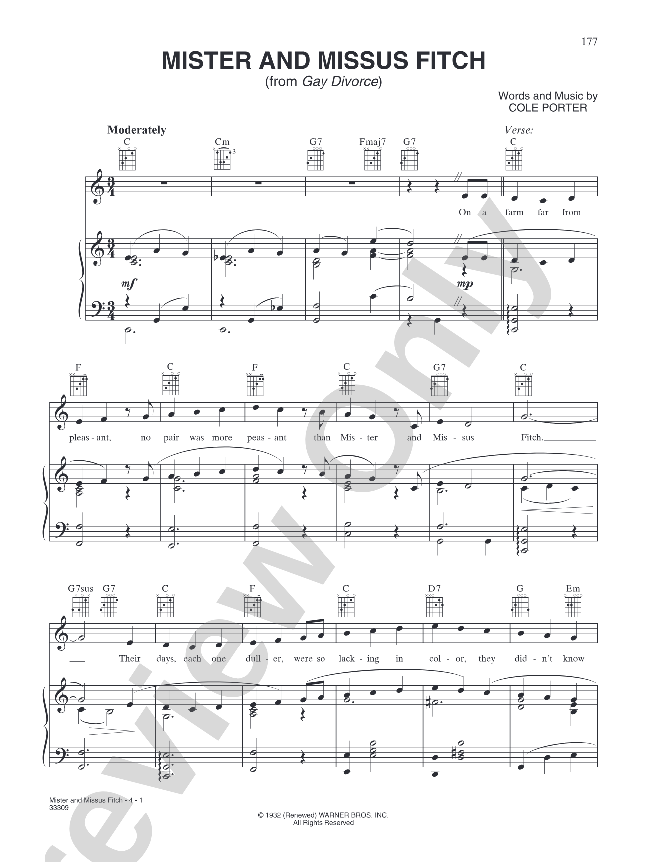Mister and Missus Fitch (from "Gay Divorce"): Piano/Vocal/Chords