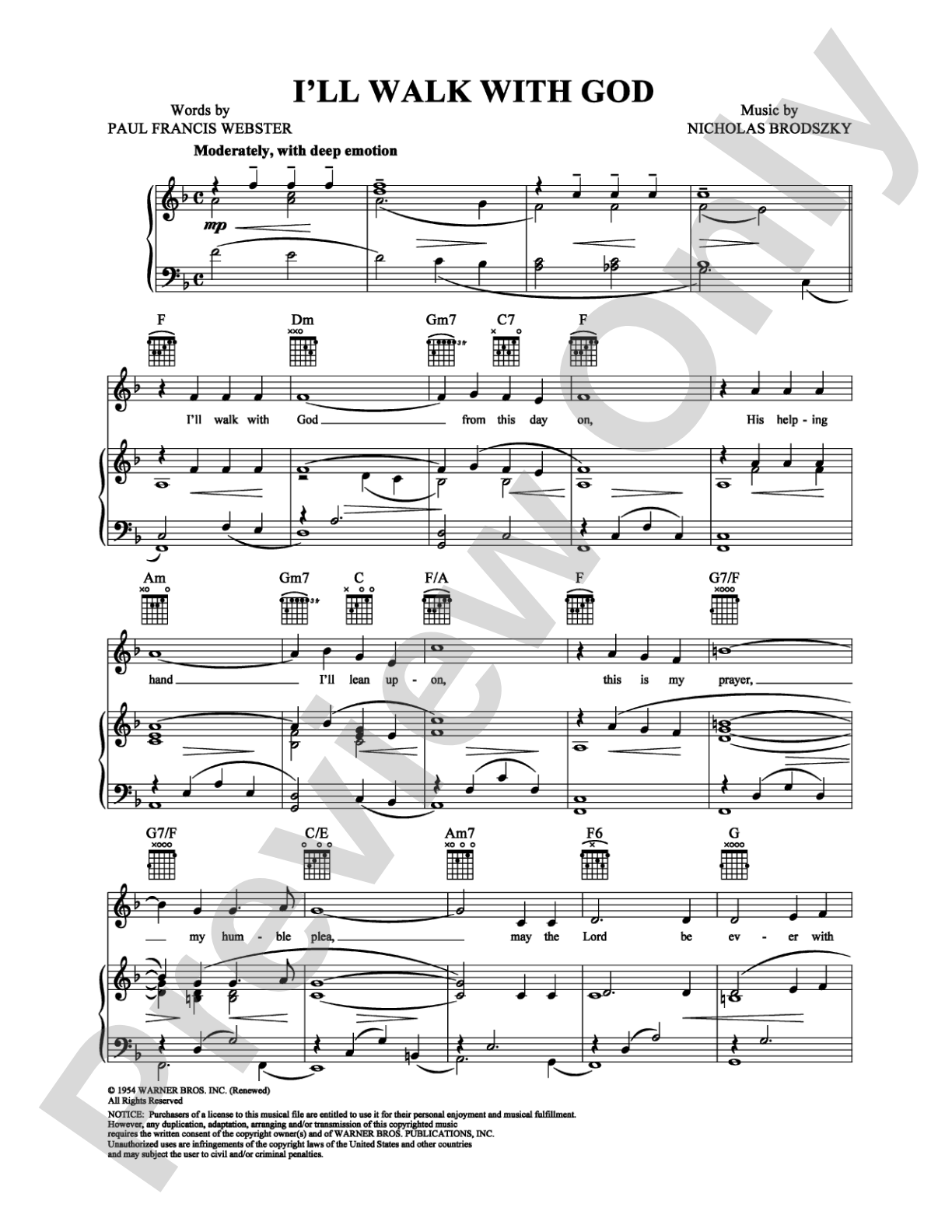 I'll Walk with God: Piano/Vocal/Chords Digital Sheet Music