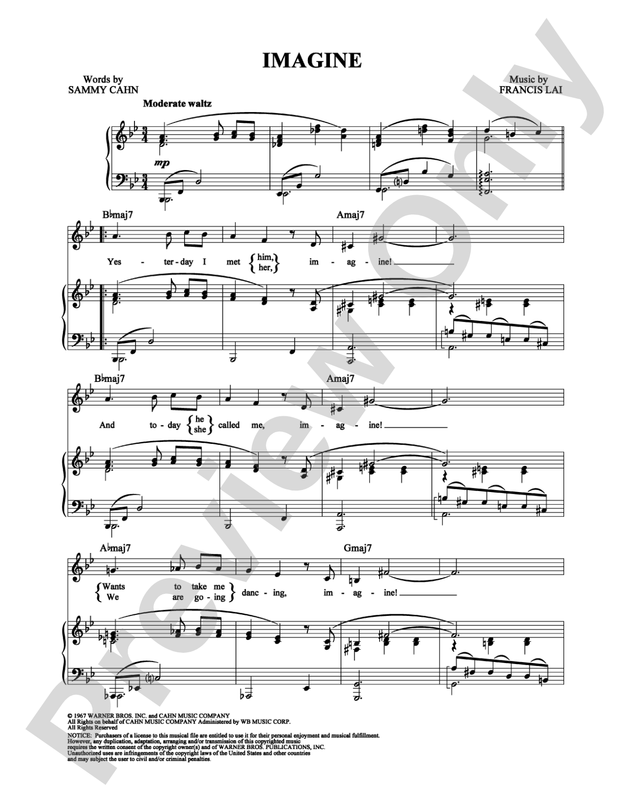 Imagine: Piano/Vocal/Chords Digital Sheet Music