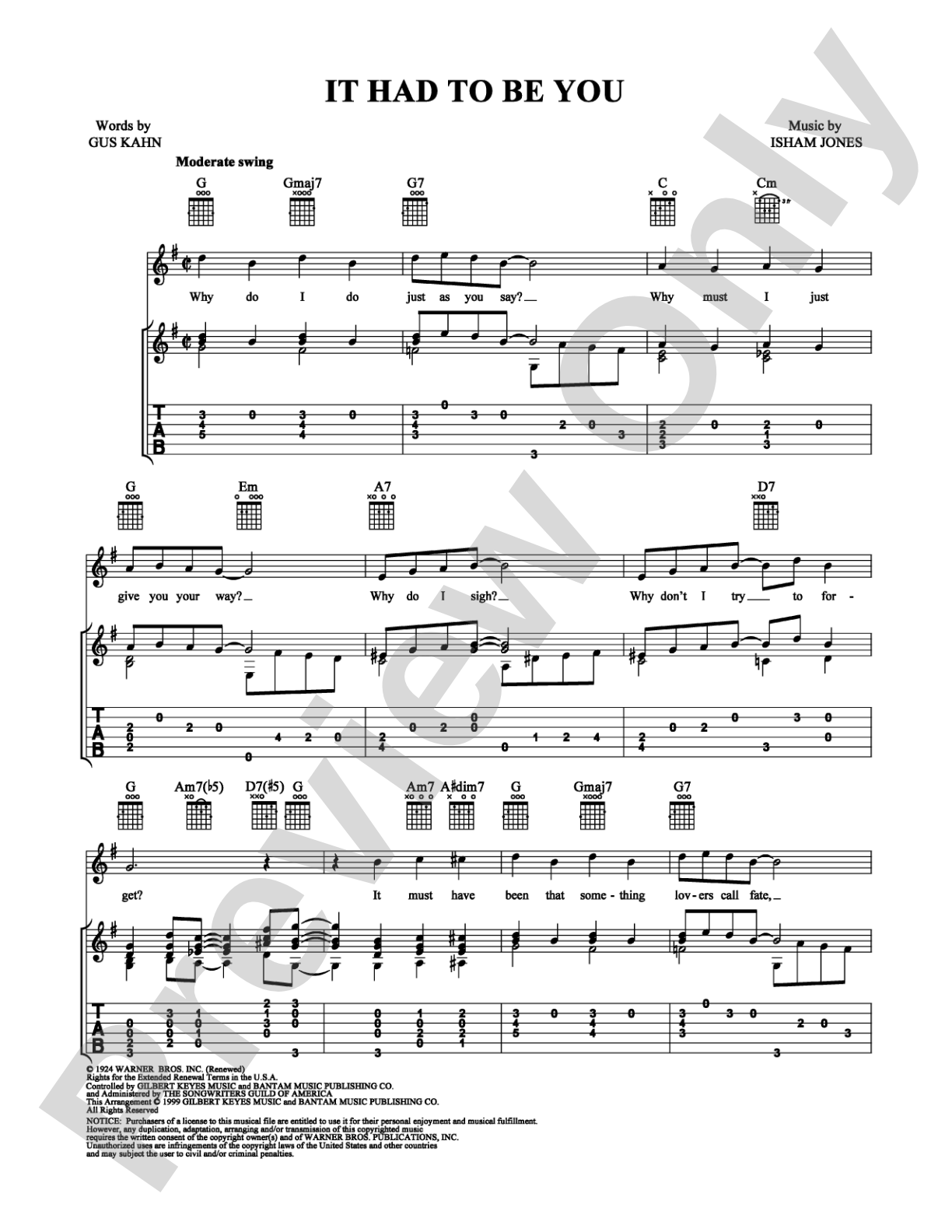It Had To Be You: Guitar TAB Digital Sheet Music