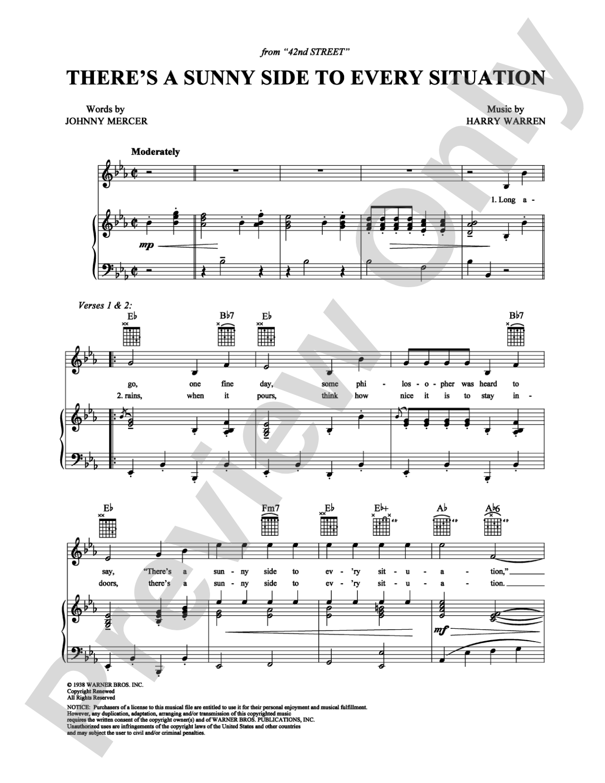There's a Sunny Side to Every Situation: Piano/Vocal/Chords Digital Sheet Music