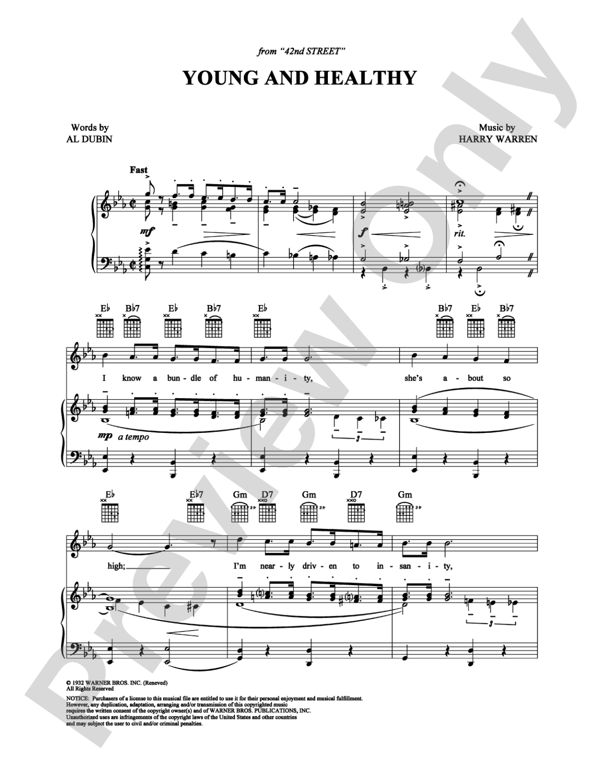 Young and Healthy: Piano/Vocal/Chords Digital Sheet Music