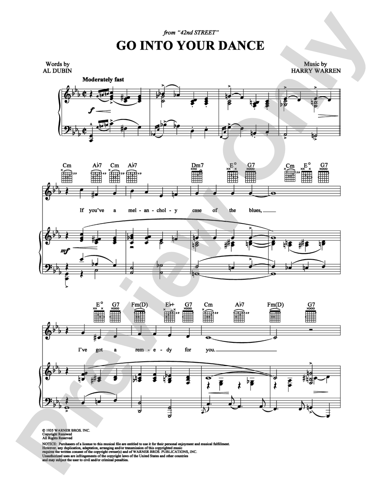 Go Into Your Dance: Piano/Vocal/Chords Digital Sheet Music