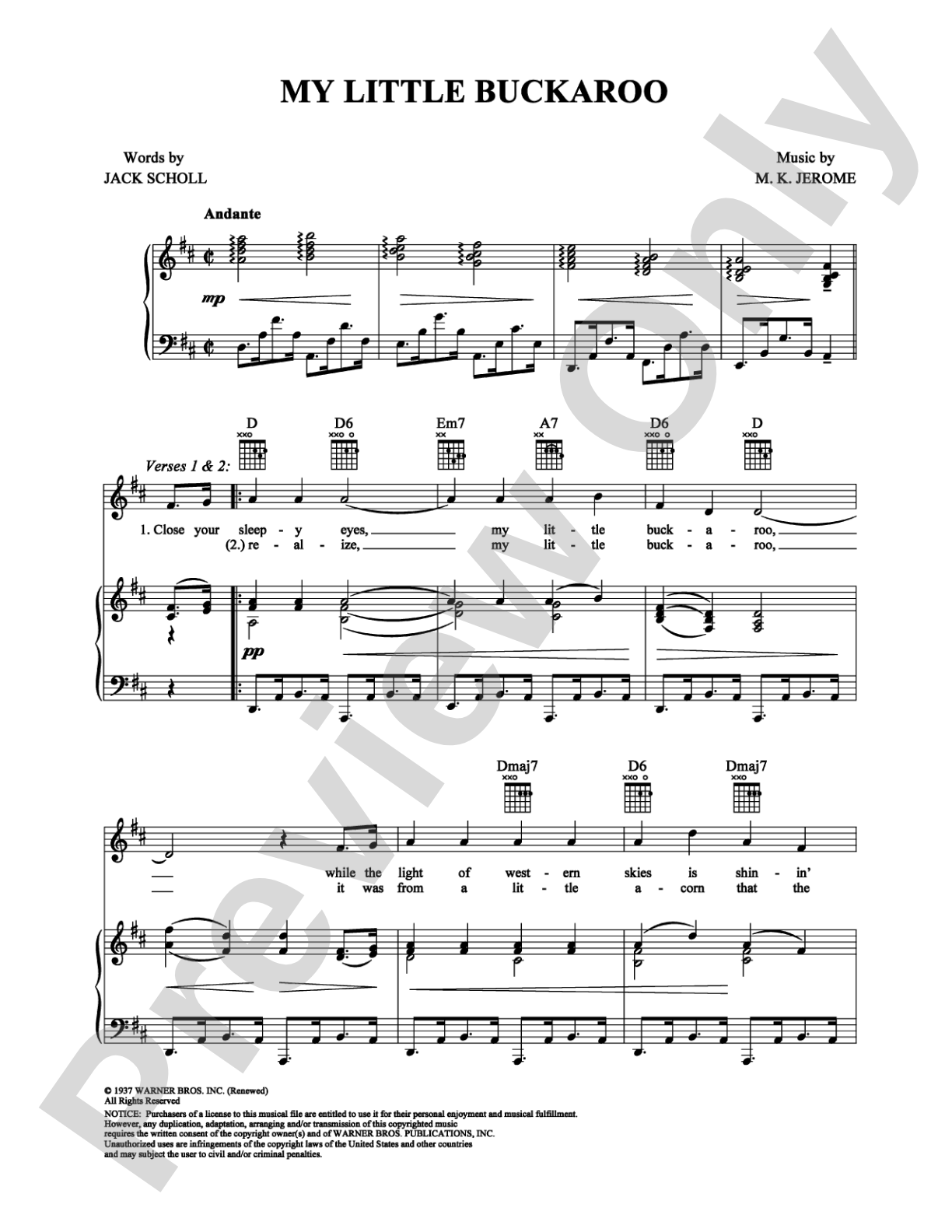 My Little Buckaroo: Piano/Vocal/Chords Digital Sheet Music