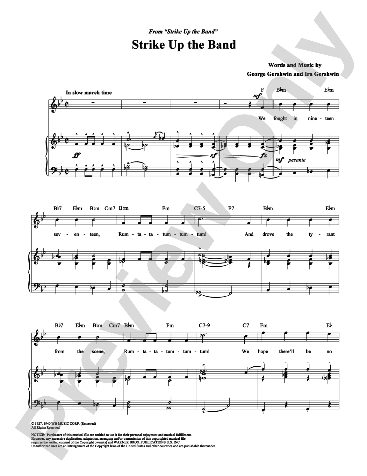 Strike Up the Band: Piano/Vocal/Chords Digital Sheet Music