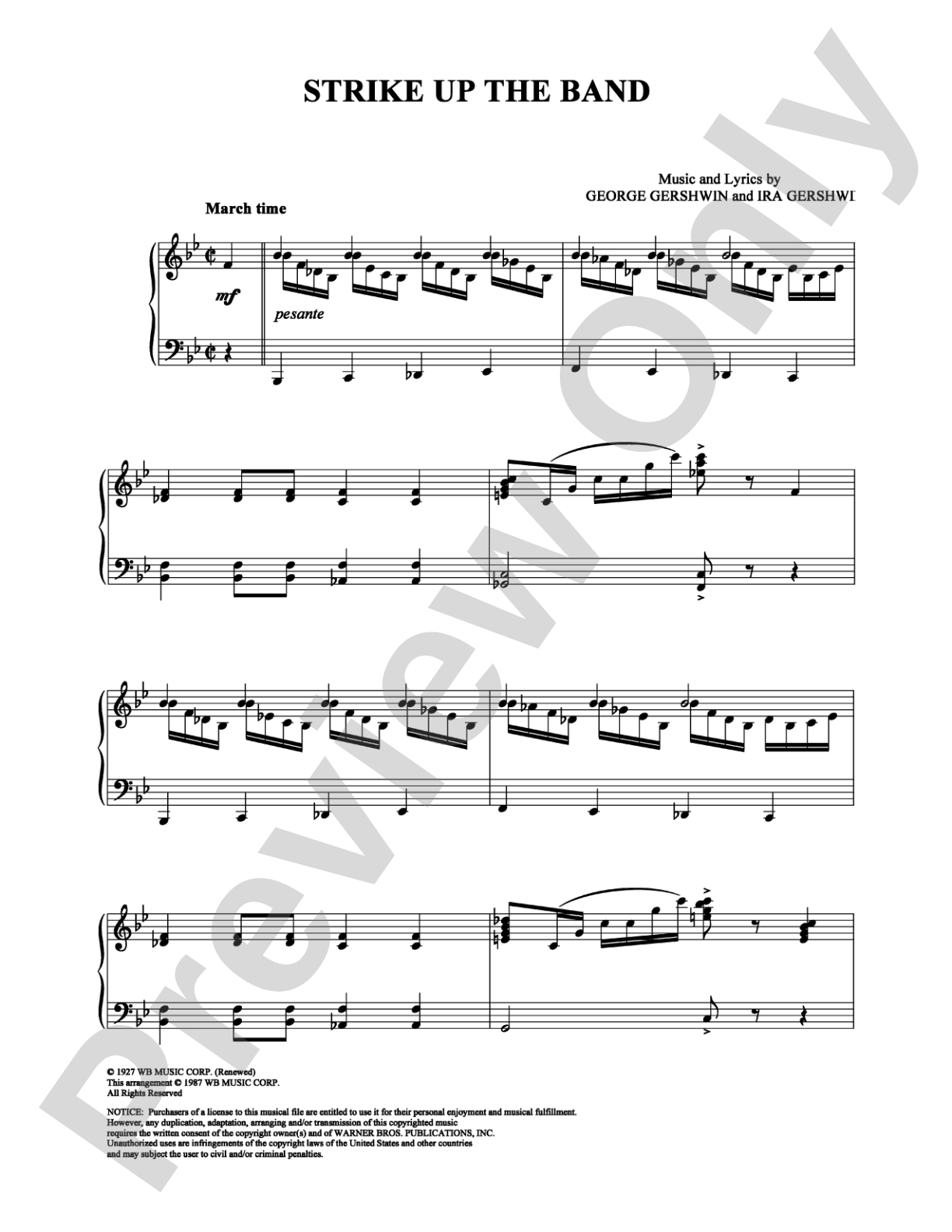 Strike Up the Band: Piano Digital Sheet Music