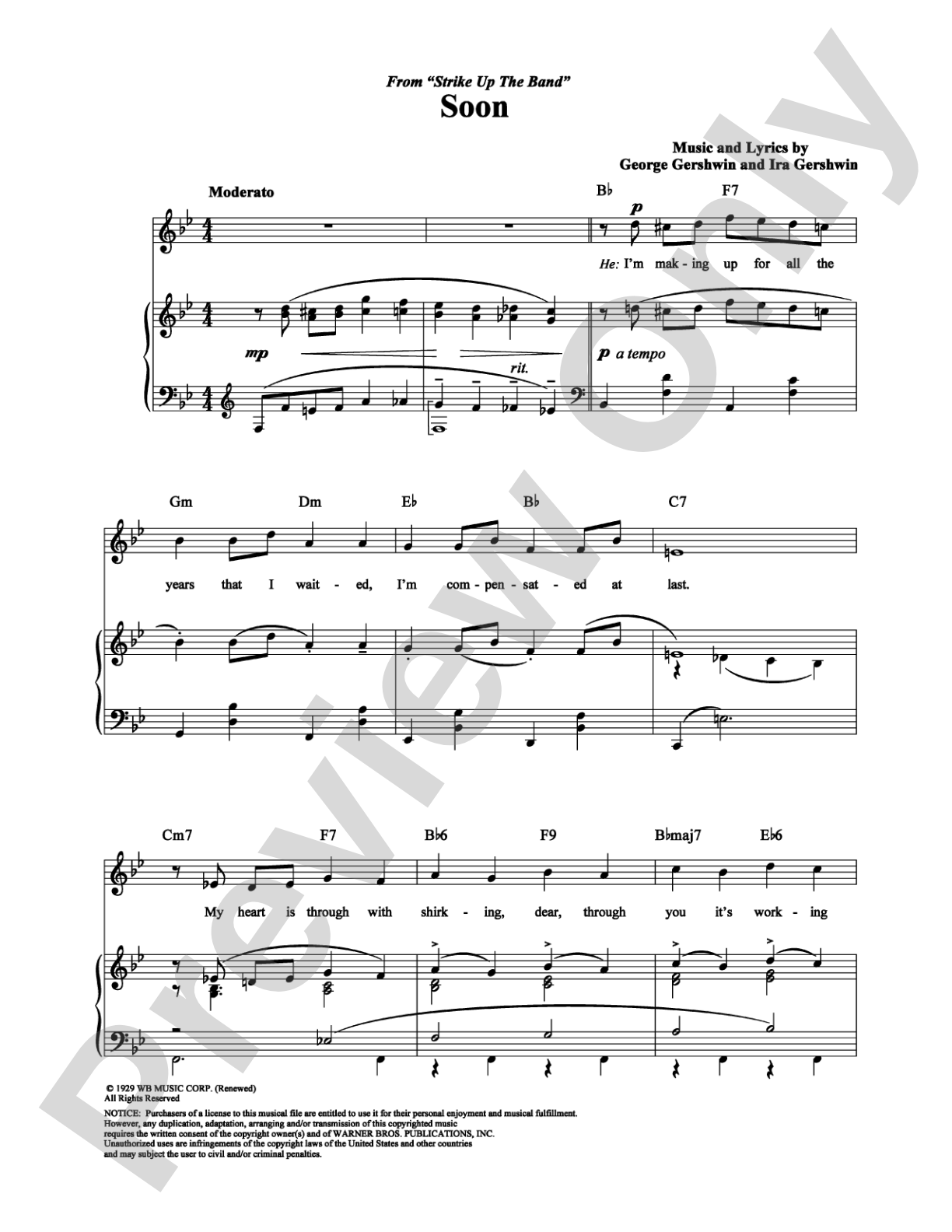 Soon: Piano/Vocal/Chords Digital Sheet Music