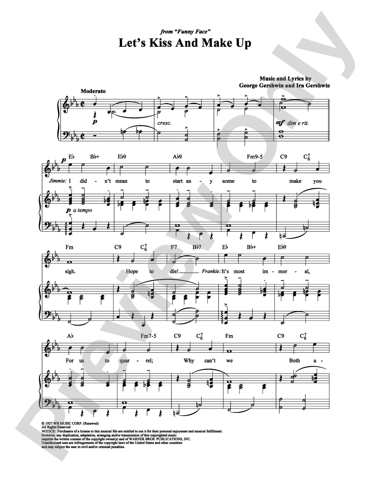 Let's Kiss and Make Up: Piano/Vocal/Chords Digital Sheet Music