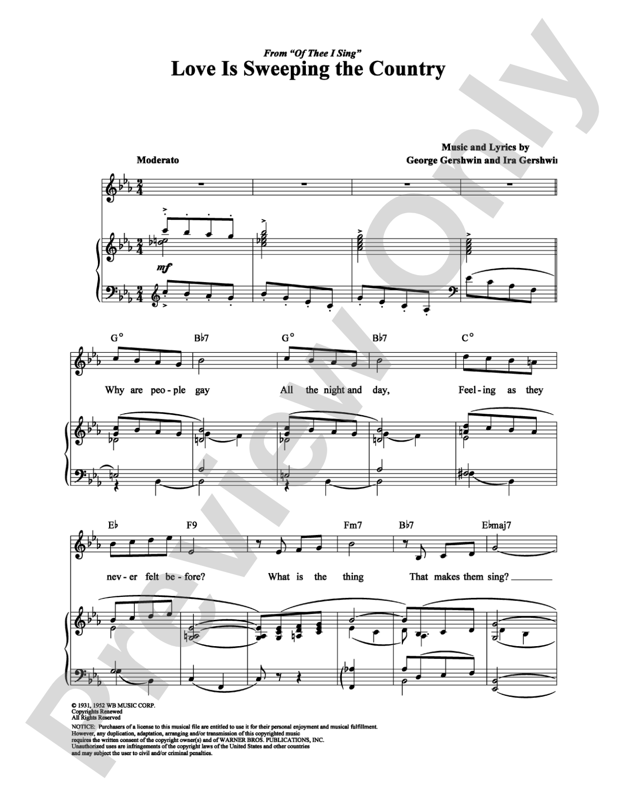 Love Is Sweeping the Country: Piano/Vocal/Chords Digital Sheet Music