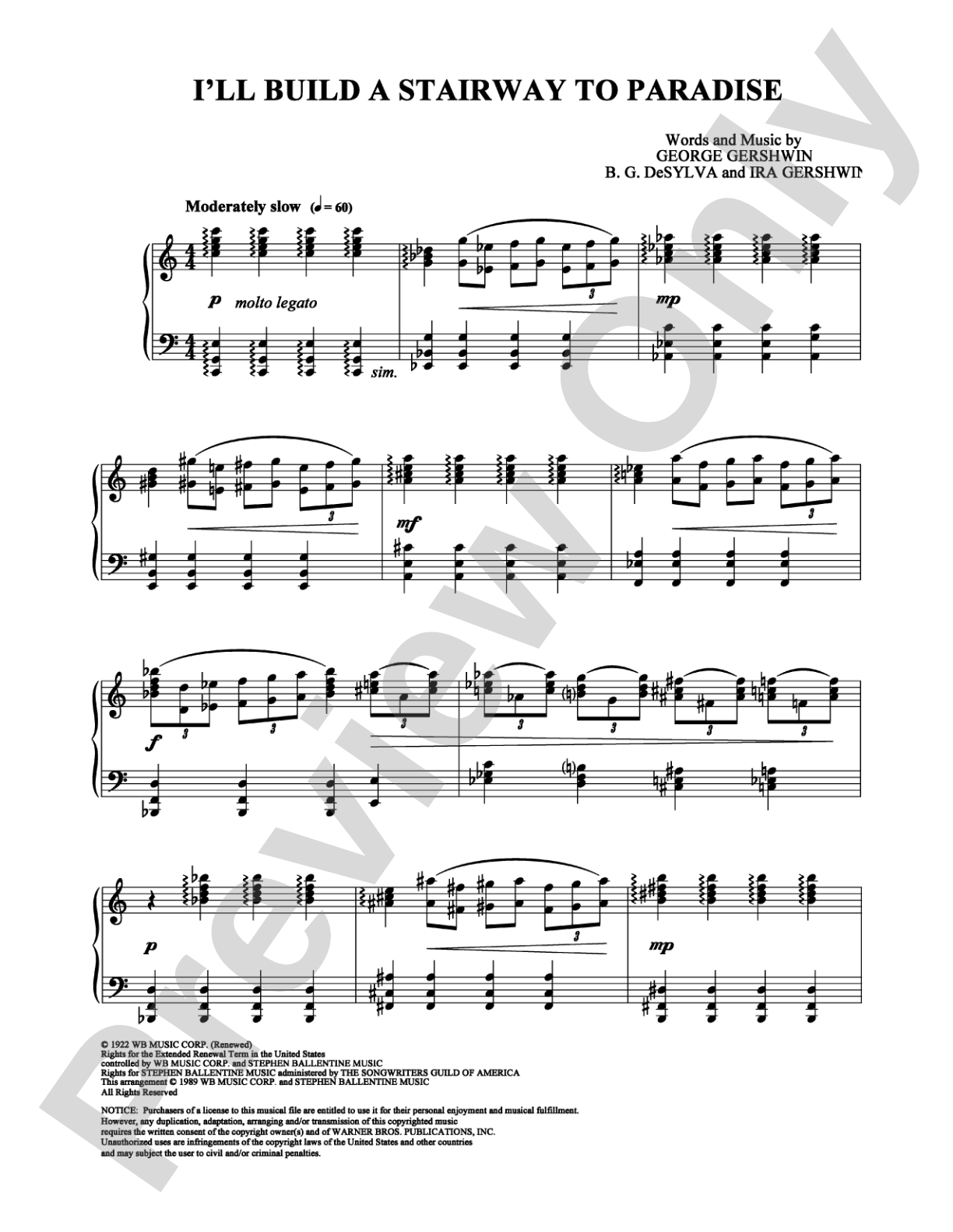 I'll Build a Stairway to Paradise: Piano Digital Sheet Music