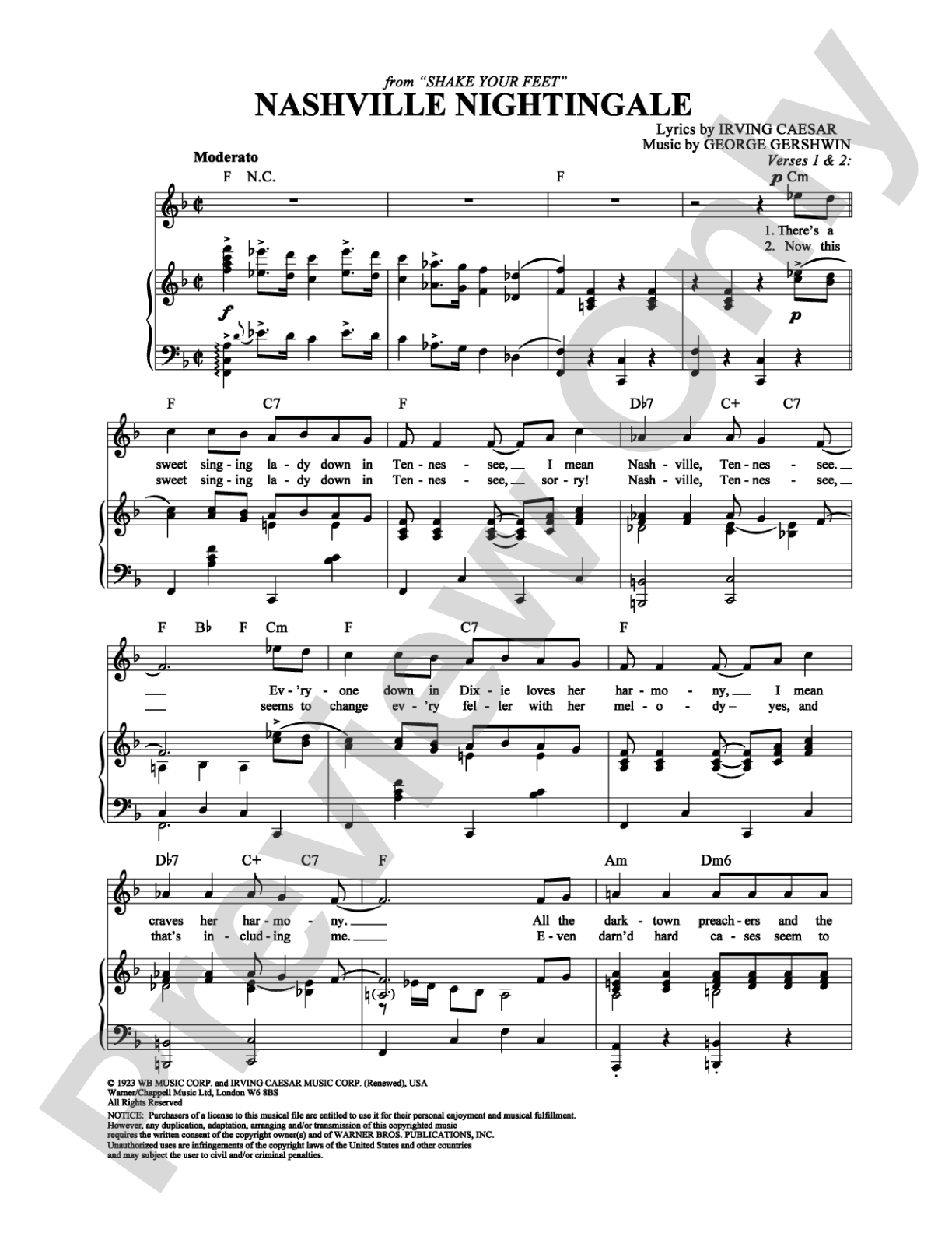 Nashville Nightingale: Piano/Vocal/Chords Digital Sheet Music