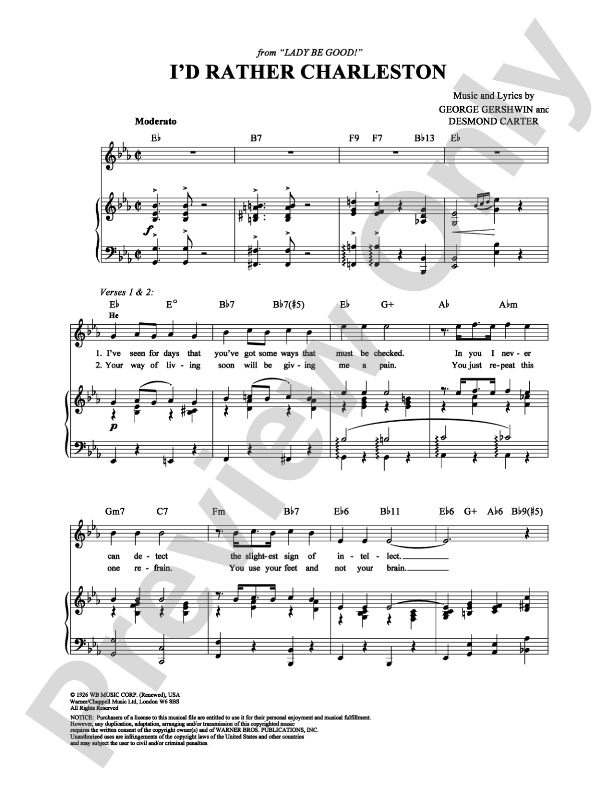 I'd Rather Charleston: Piano/Vocal/Chords Digital Sheet Music