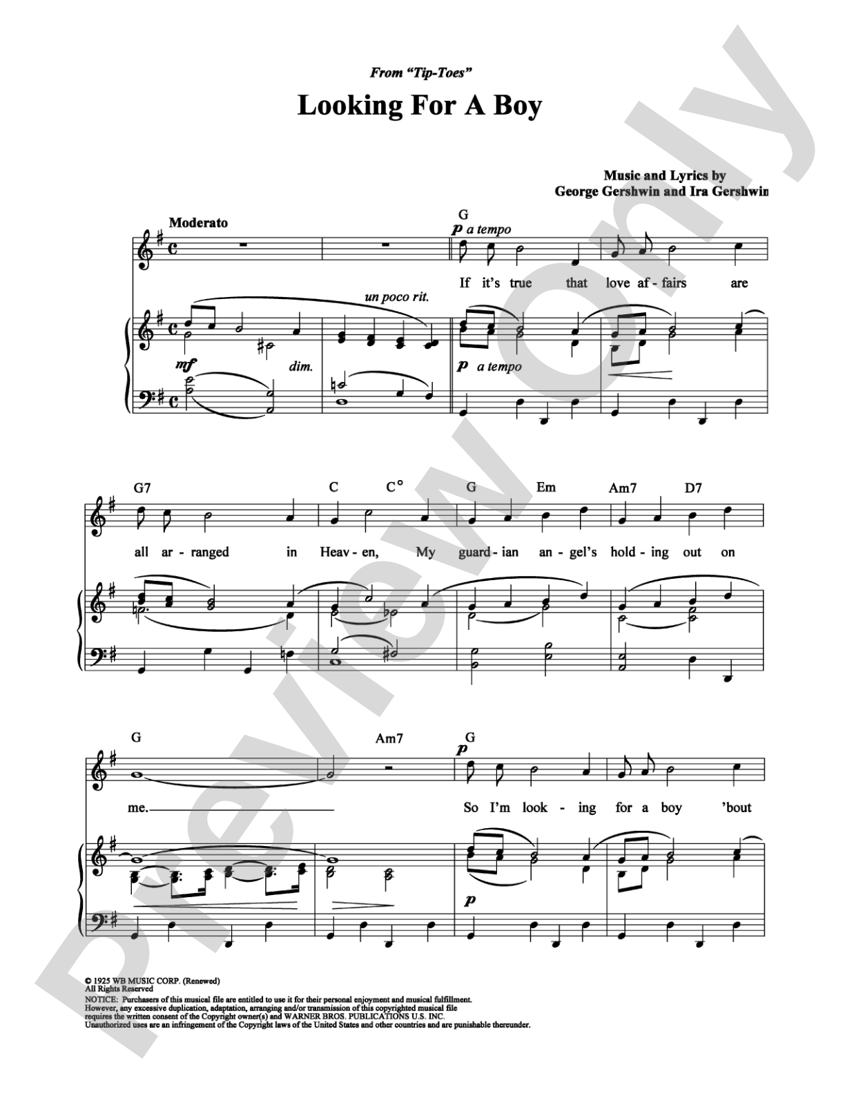 Looking For A Boy: Piano/Vocal/Chords Digital Sheet Music