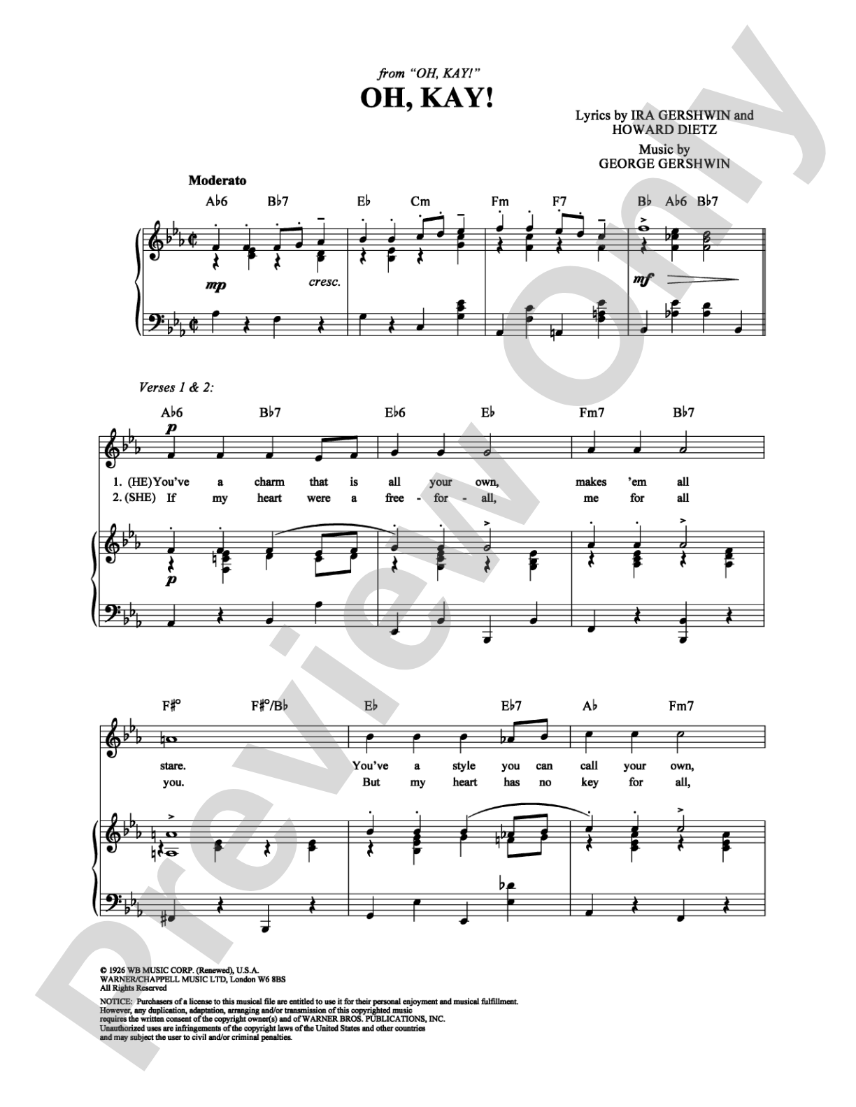 Oh, Kay!: Piano/Vocal/Chords Digital Sheet Music