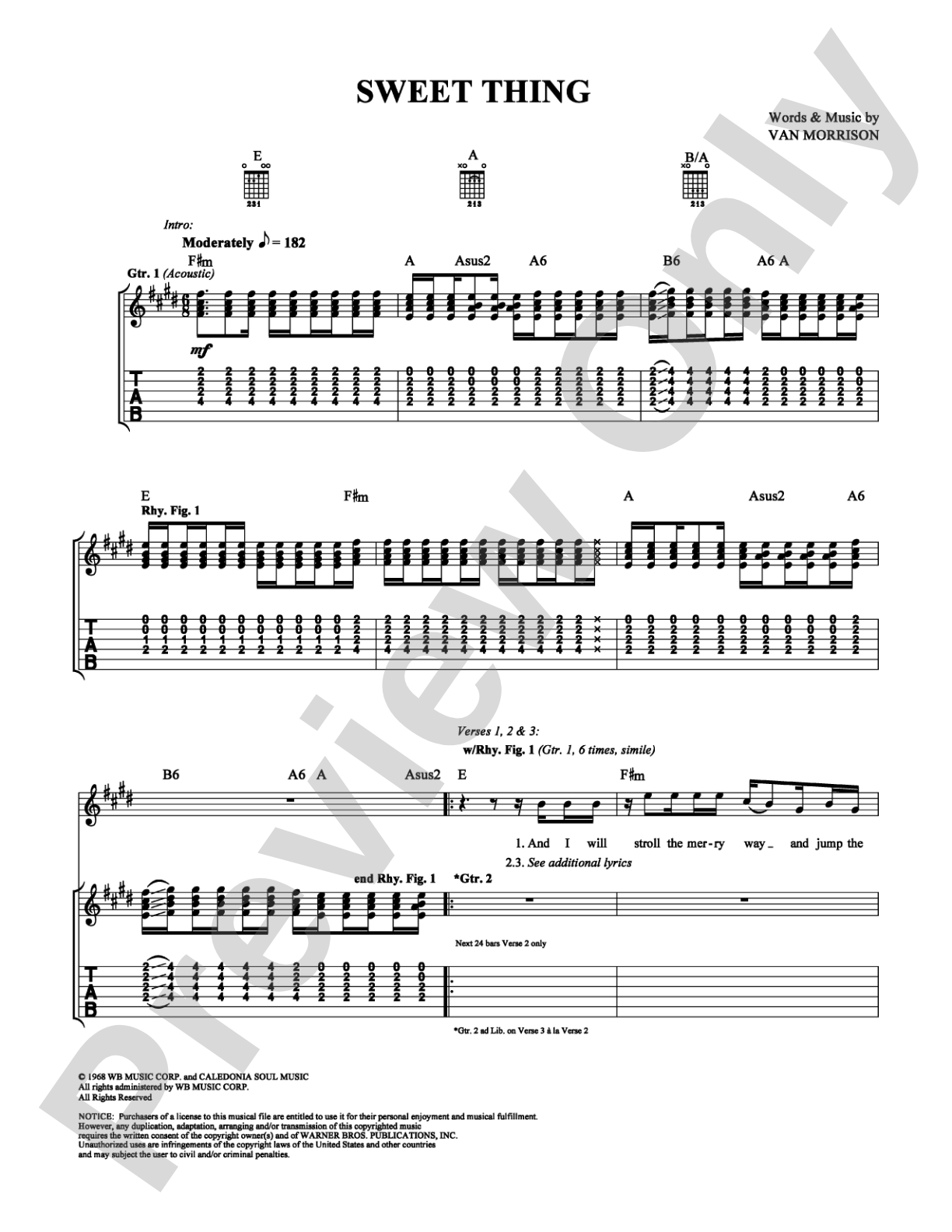 Sweet Thing: Guitar TAB Digital Sheet Music