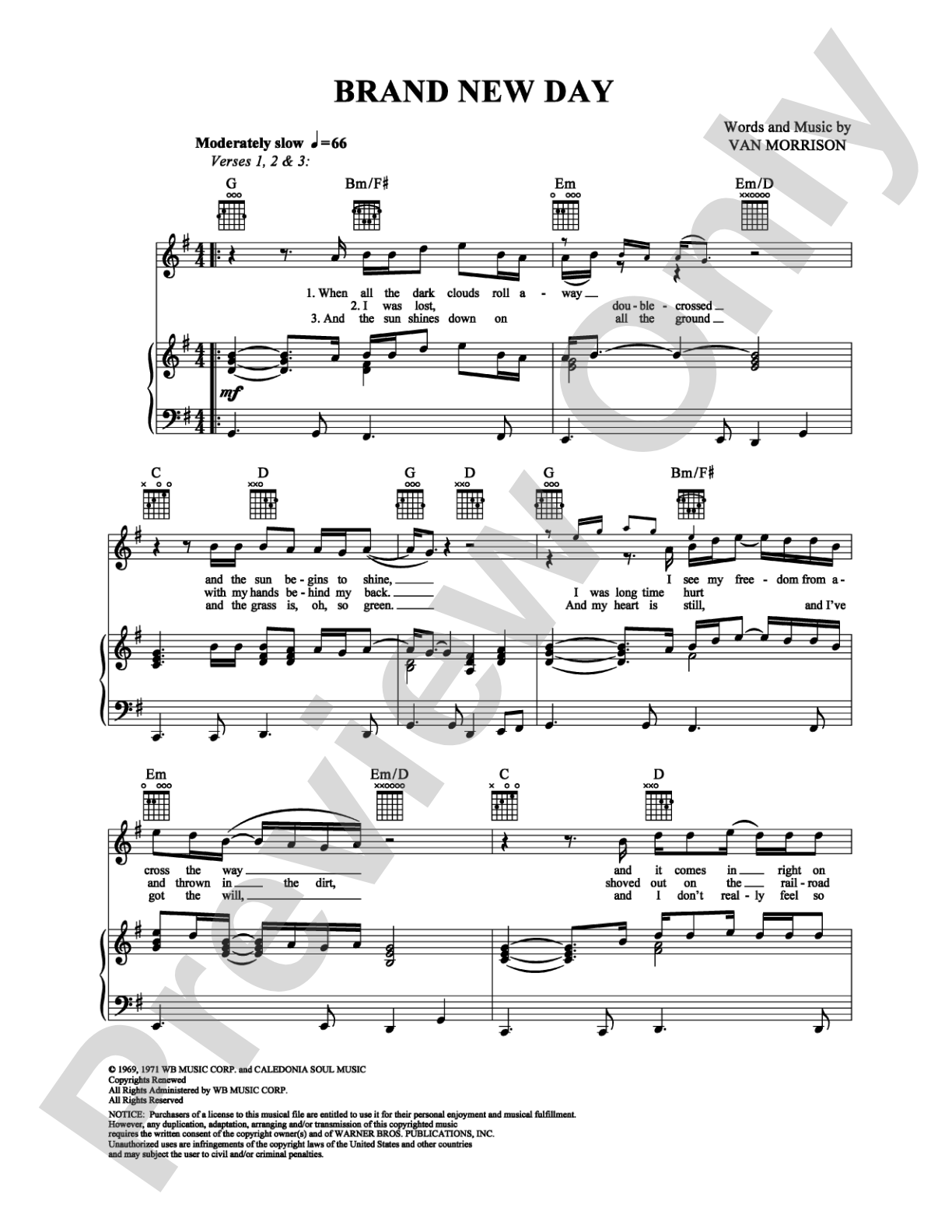 Brand New Day: Piano/Vocal/Chords Digital Sheet Music