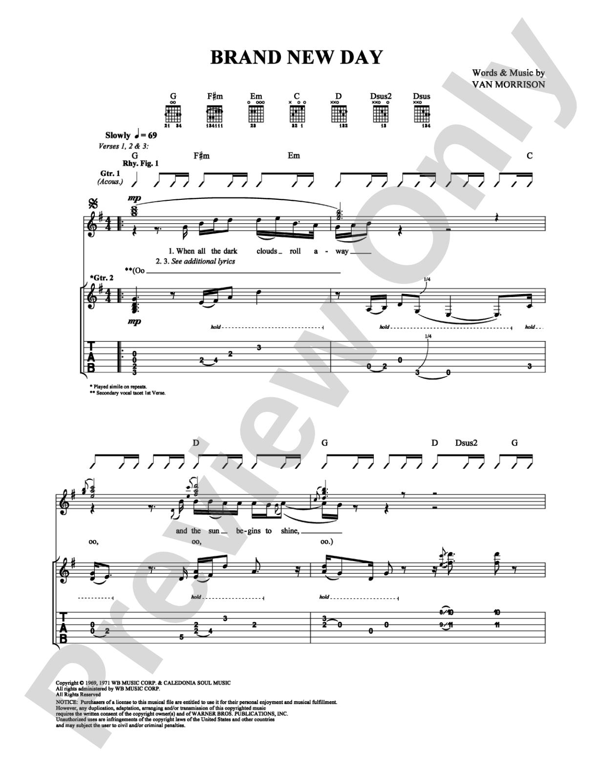 Brand New Day: Guitar TAB Digital Sheet Music
