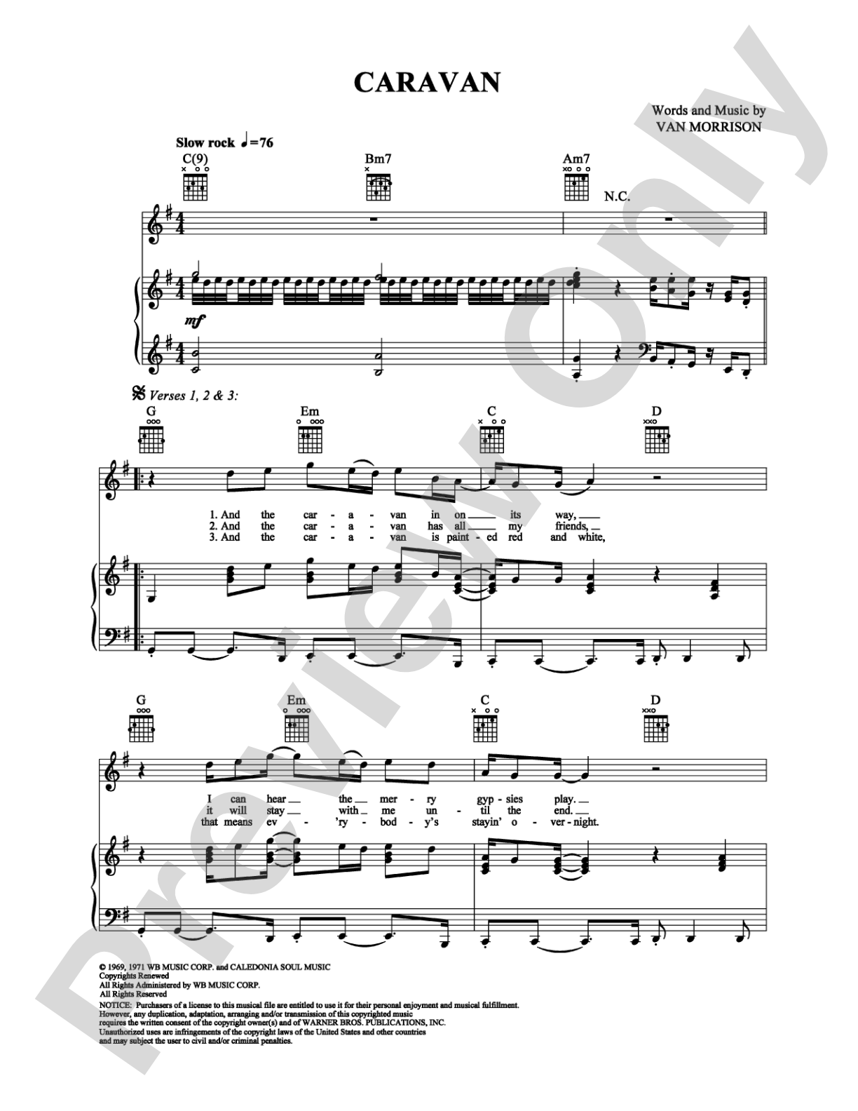 Caravan: Piano/Vocal/Chords Digital Sheet Music