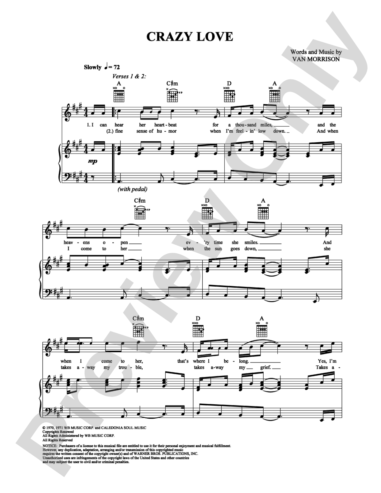 Crazy Love: Piano/Vocal/Chords Digital Sheet Music