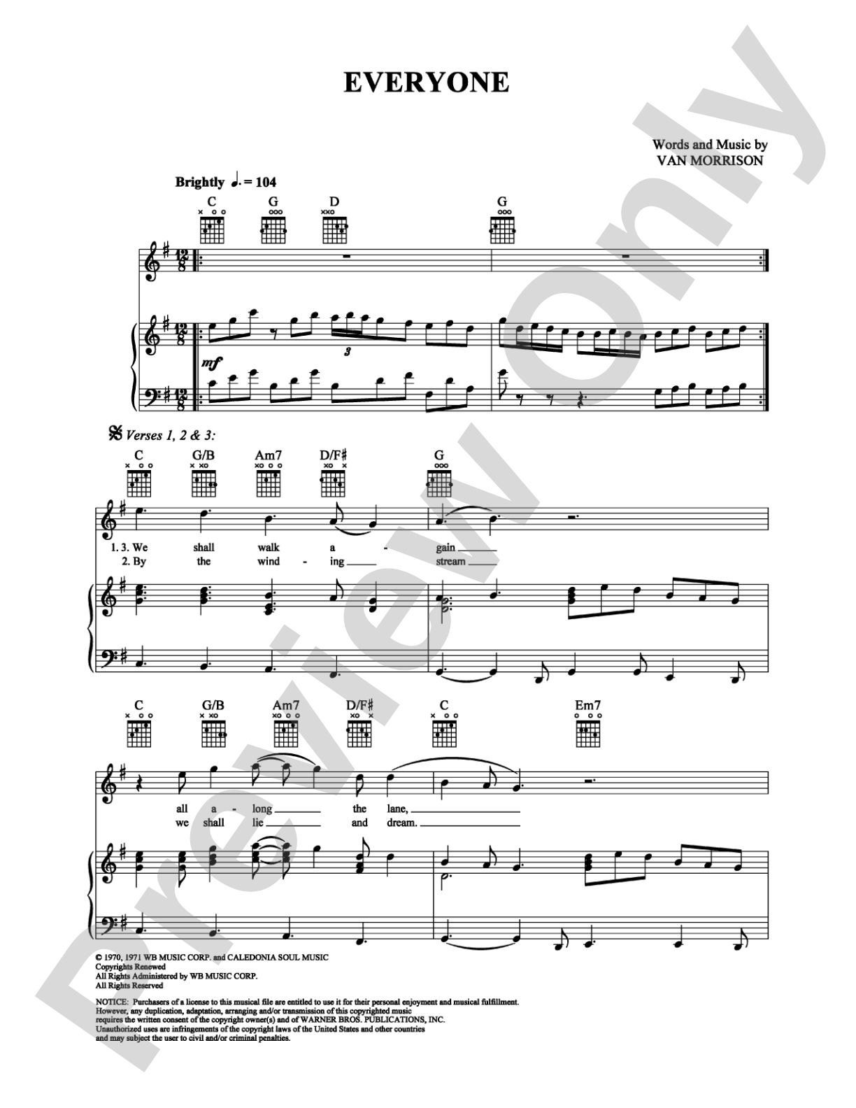 Everyone: Piano/Vocal/Chords Digital Sheet Music