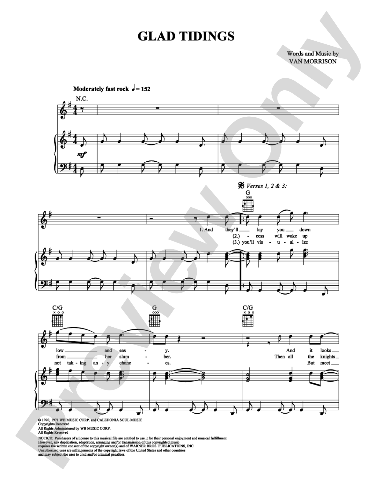 Glad Tidings: Piano/Vocal/Chords Digital Sheet Music