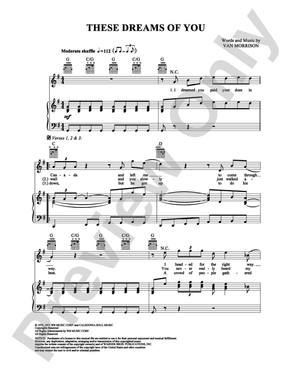 These Dreams of You: Piano/Vocal/Chords Digital Sheet Music
