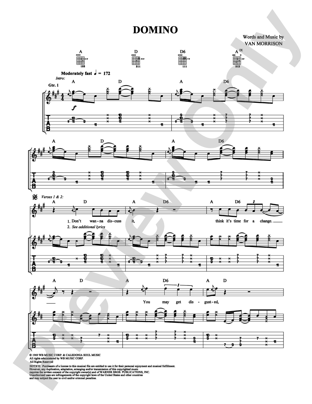 Domino: Guitar TAB Digital Sheet Music